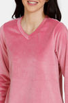 Zivame Velour Knit Poly Winterwear Top - Chateau Rose — thumbnail 5